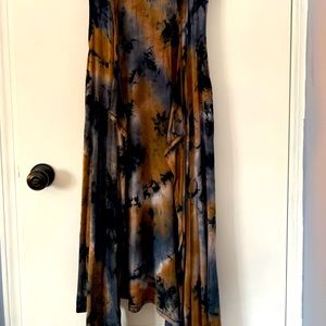 Hooded tie dye long vest